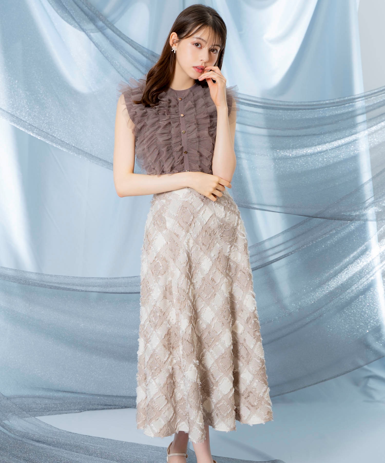 フリンジチェックスカート | フレアスカート | NOELA OFFICIAL WEB STORE