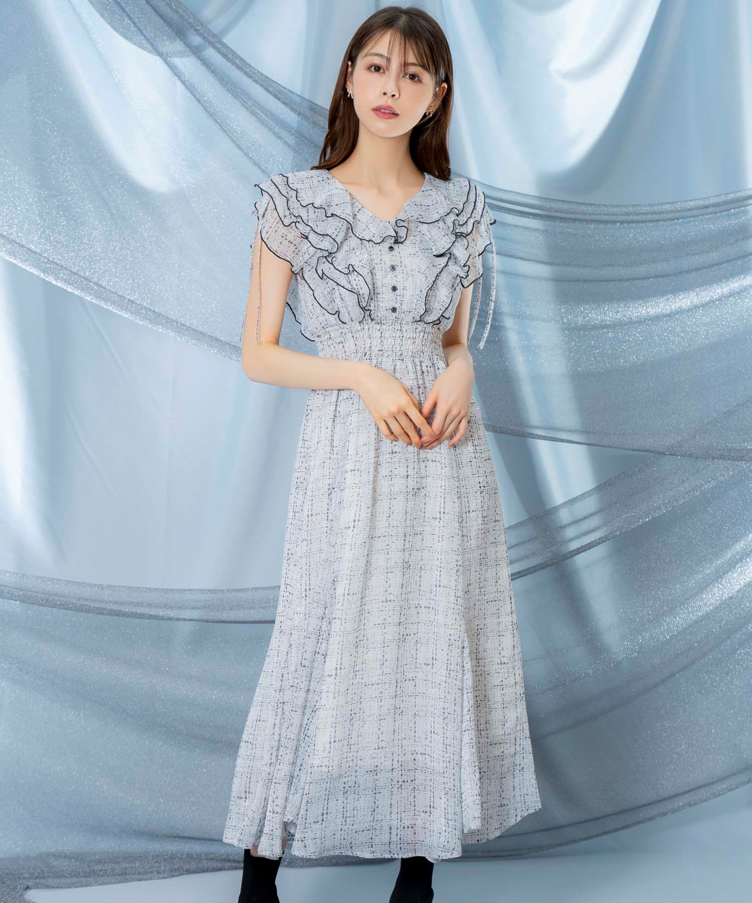 フリルバイカラーワンピース | ロングワンピース | NOELA OFFICIAL WEB