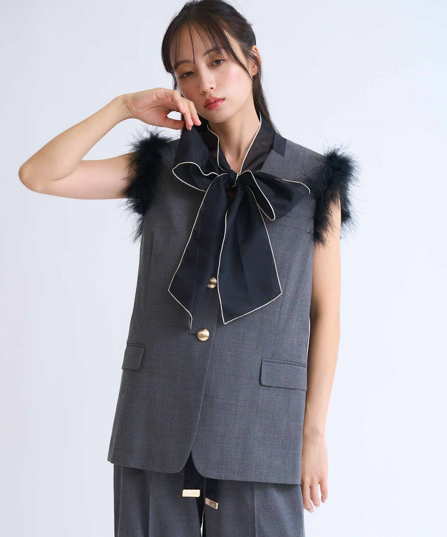 2WAYフェザートリムチェックジレ | ジャケット | NOELA OFFICIAL