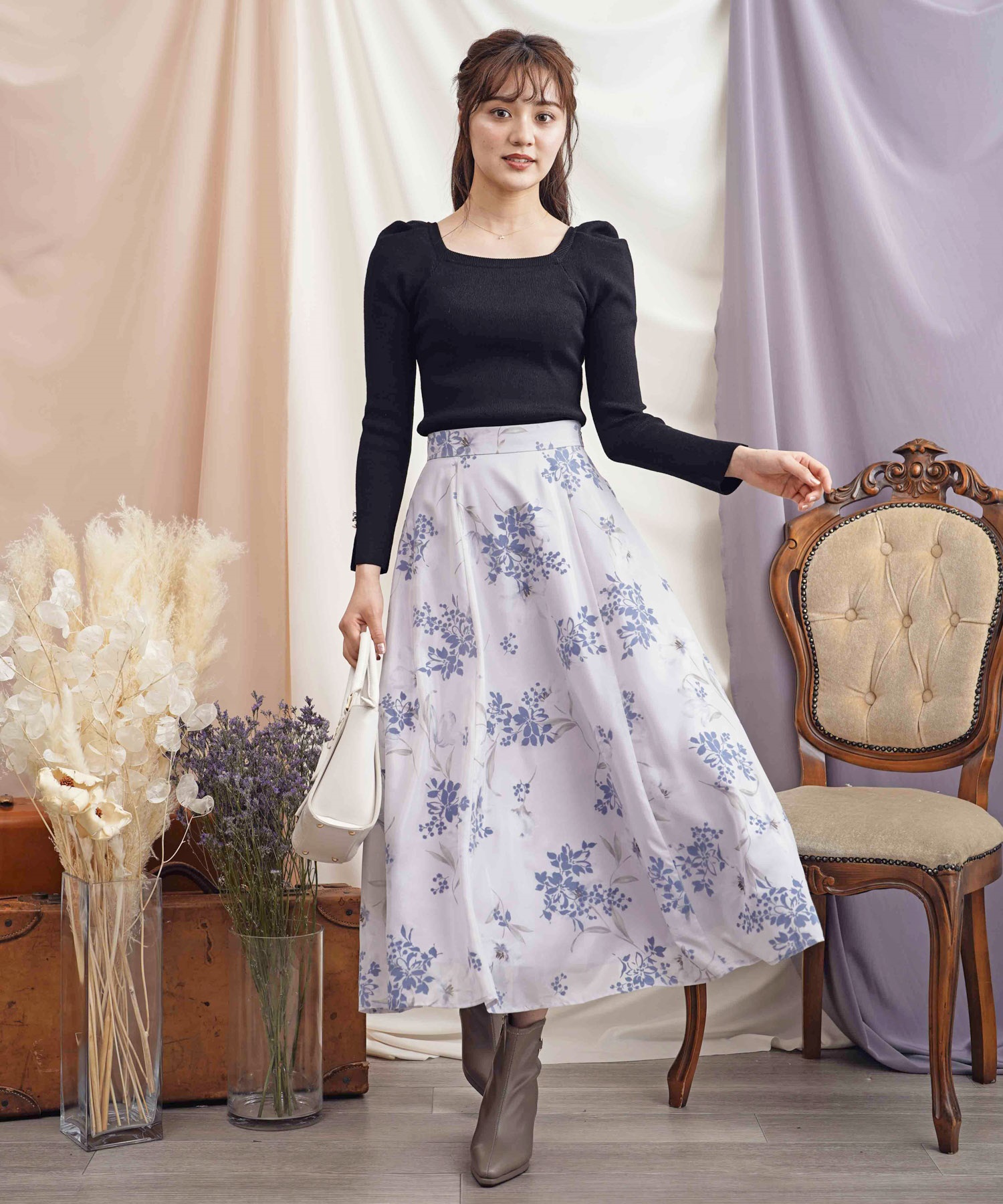 フロッキーフラワースカート | フレアスカート | NOELA OFFICIAL WEB STORE