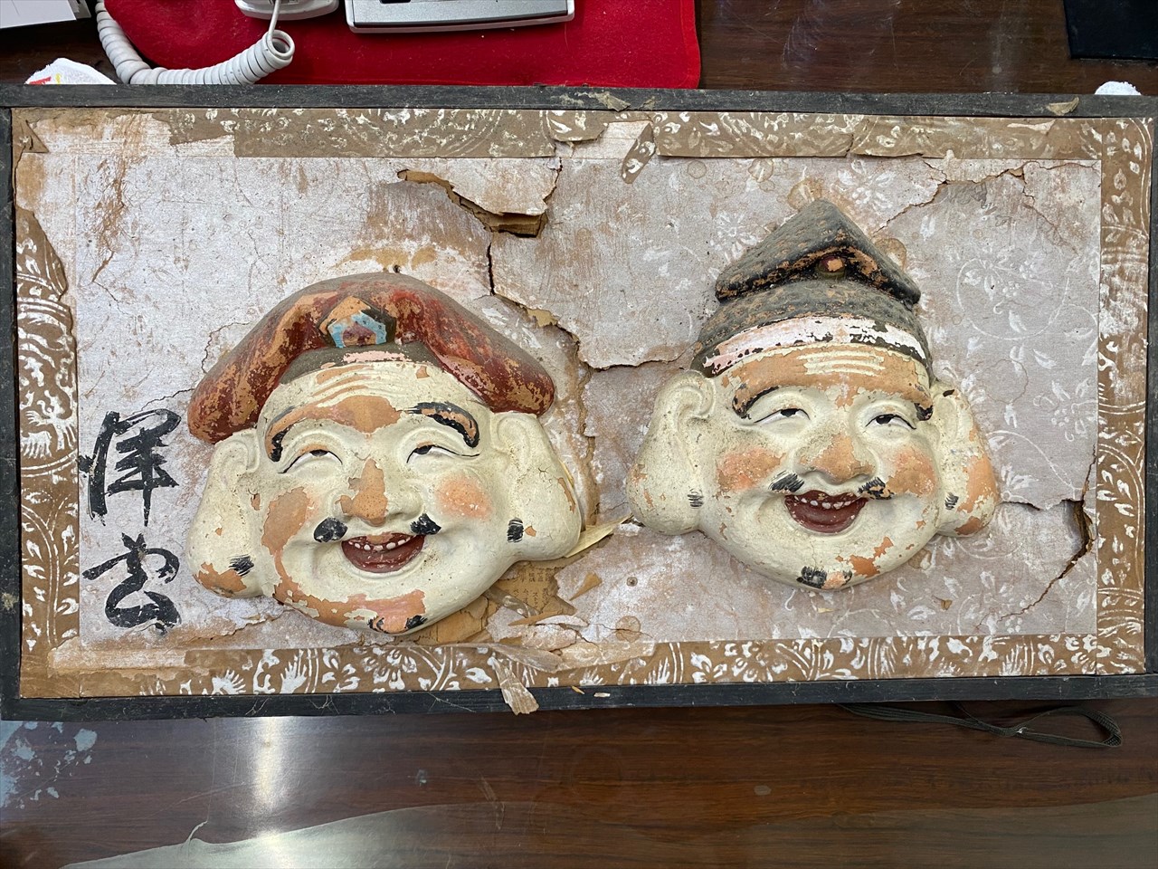 恵比寿大黒の額とお面の修理