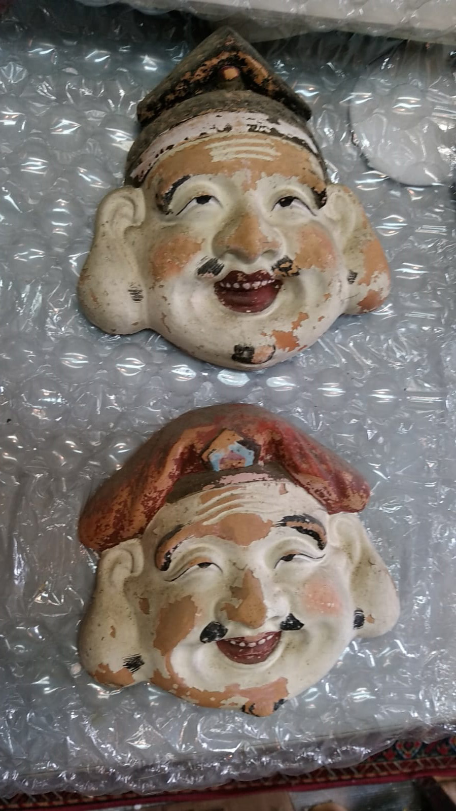 恵比寿大黒の額とお面の修理