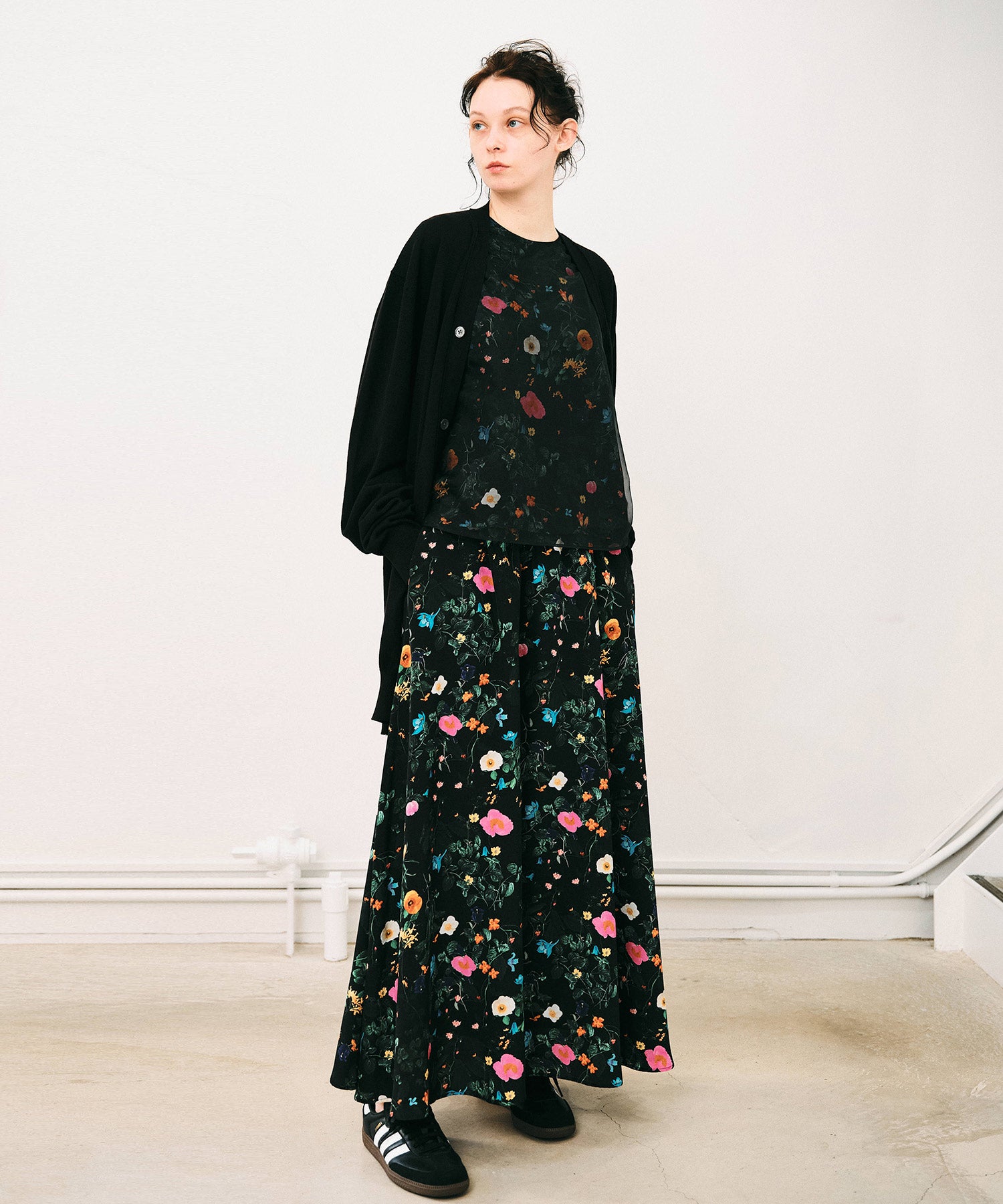 一部予約】ボタニカル柄ロングスカート*ブラック*＜NMS-LS19＞ | NOISE