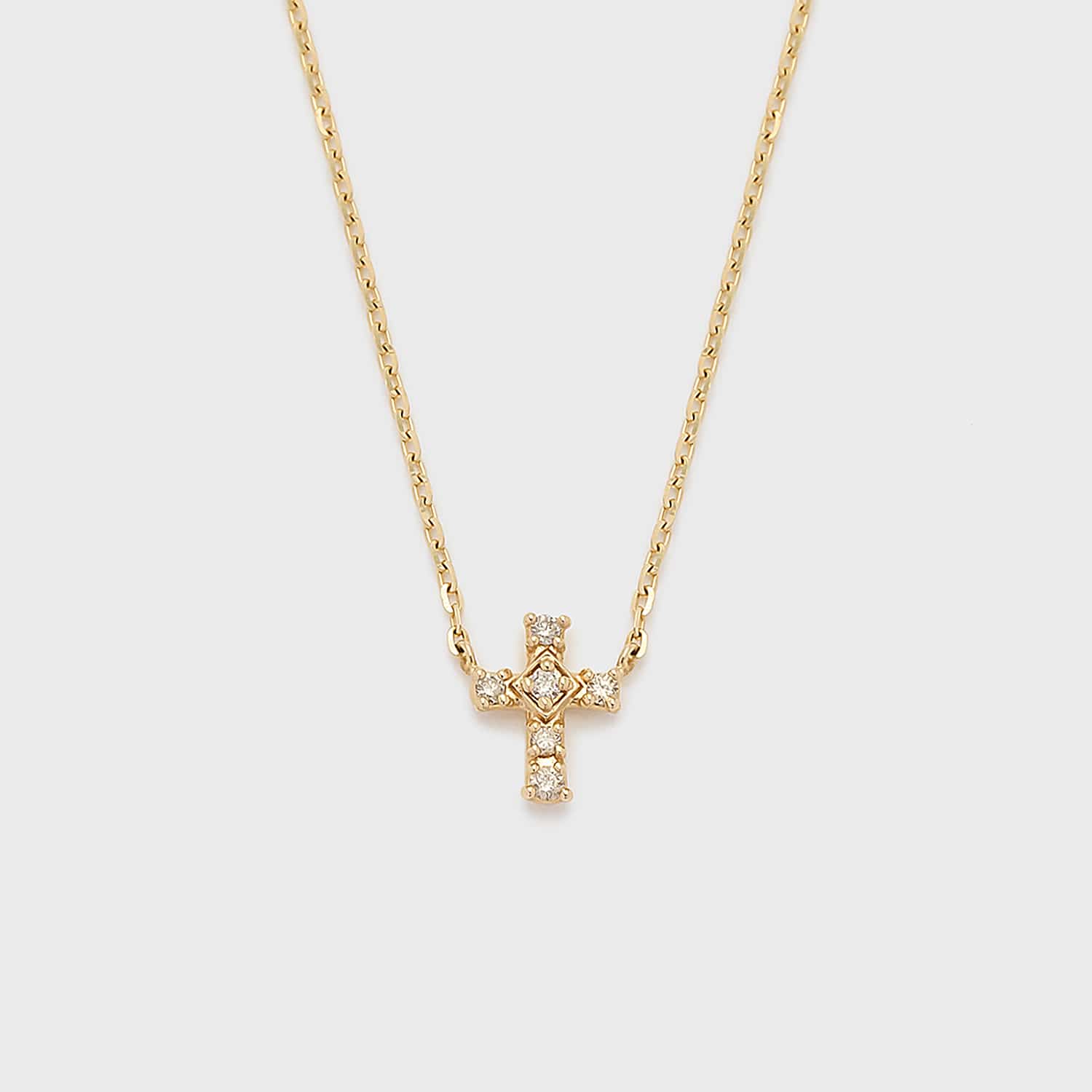 Tiny Motif】K10ダイヤモンドクロスネックレス（0.02ct）｜ネックレス