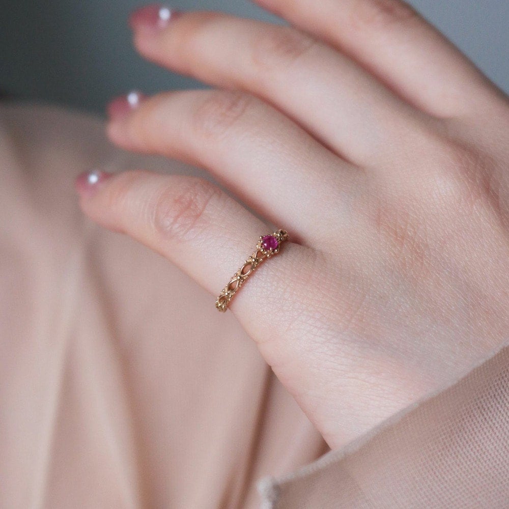 Pocket Ring】K10ルビーピンキーリング｜Pocket Ring（ピンキー