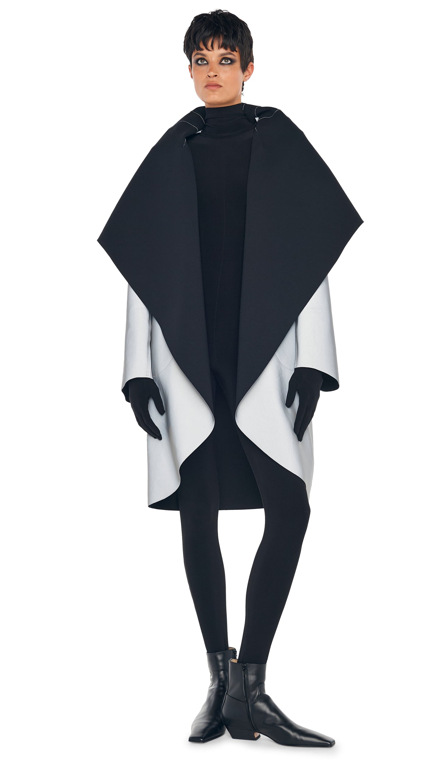 SHAWL COLLAR COAT REVERSIBLE – Grey/Black – Norma Kamali