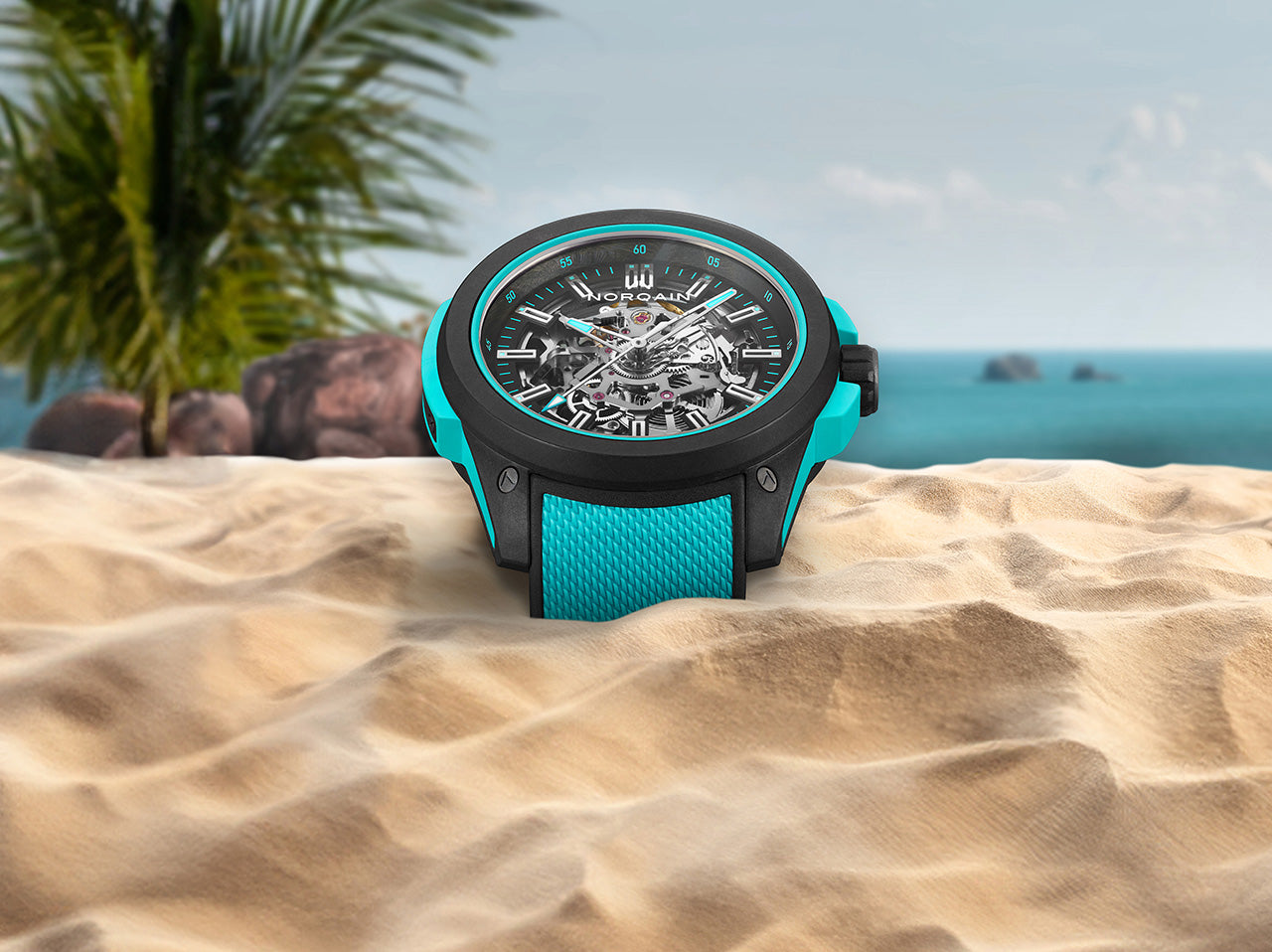 Ice Blue Mesh Rubber 20mm Strap | NORQAIN Swiss Made Watches - NORQAIN