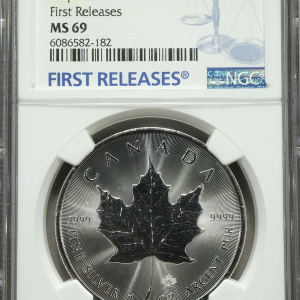 カナダ メイプルリーフ銀貨 2021年 5ドル NGC MS69 First Releases