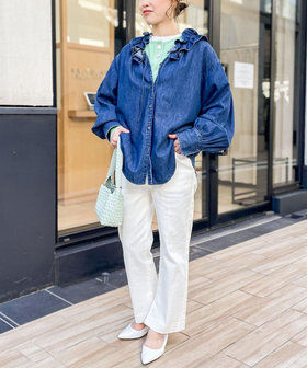 追加】【RM denim】フリルギャザーデニムブラウス（6-0038-1-01-002