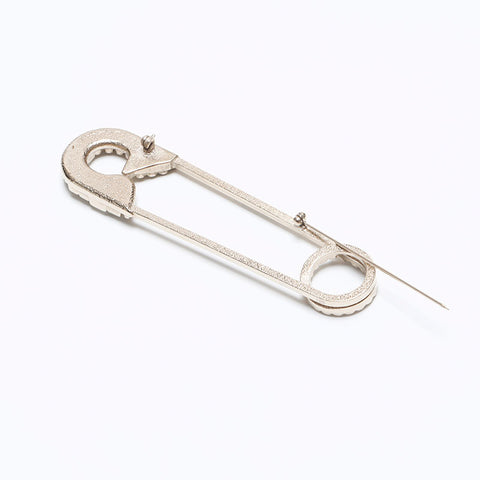 シャネル CHANEL 08A ラインストーン 安全ピン ブローチ シルバー