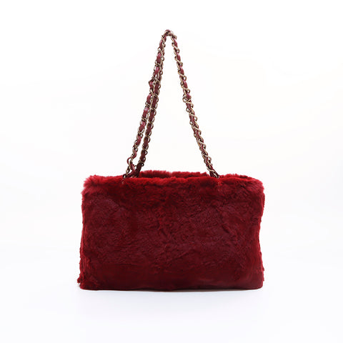 シャネル CHANEL 2000年 チェーントート トートバッグ ワインレッド