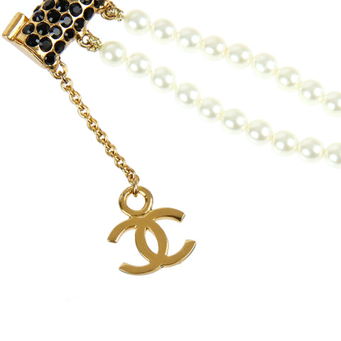 シャネル CHANEL ピストル ラインストーン パール ブローチ ゴールド