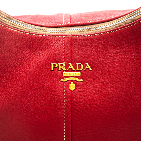 プラダ PRADA ロゴ レザー ワン ショルダーバッグ レッド P13149