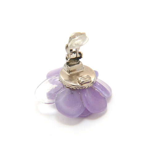 シャネル CHANEL ココマーク カメリア フラワー イヤリング パープルx