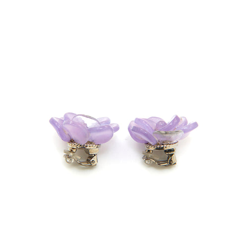 シャネル CHANEL ココマーク カメリア フラワー イヤリング パープルx