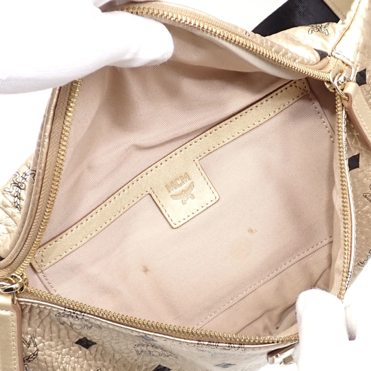 中古】 MCM ボディバッグ ゴールド レザー MUZ9SFI31T1001 レディース