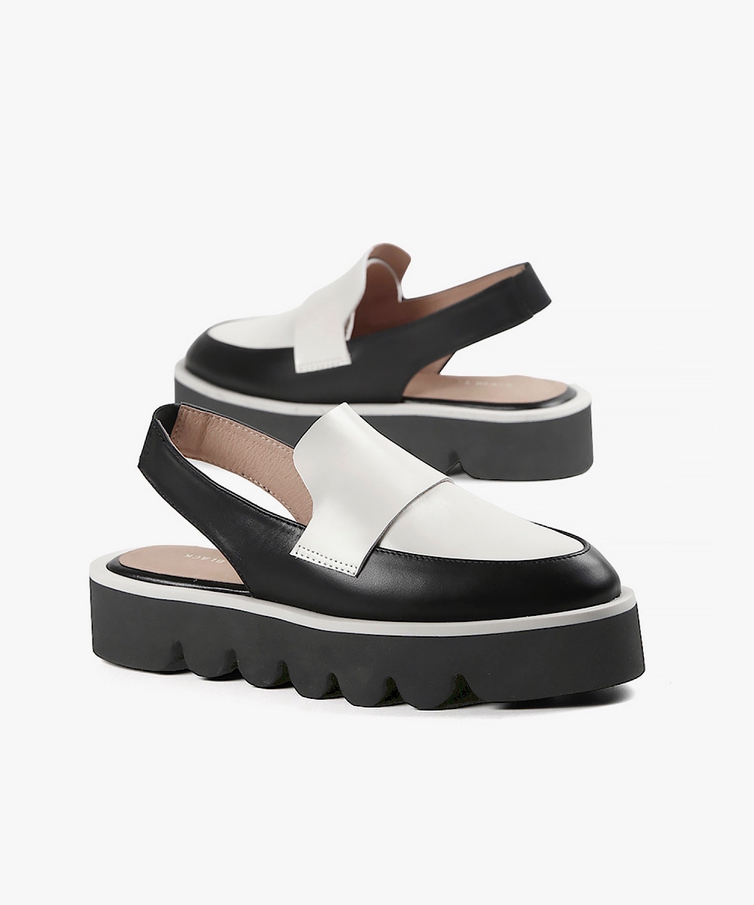 本革/厚底/3.5cm】バックベルトローファー ALL BLACK│Jeffrey