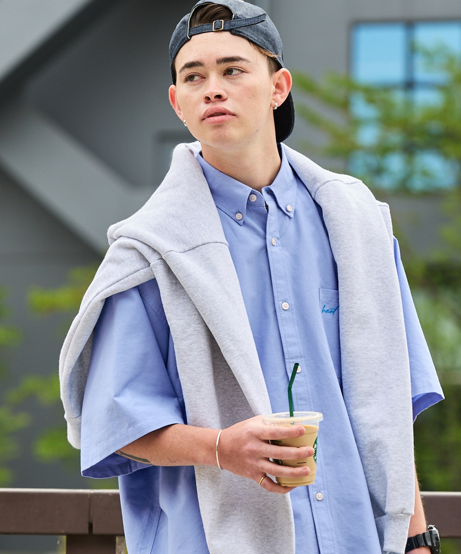 HECT】Big Oxford Logo S/S Shirt / ビッグシルエットボタンダウン