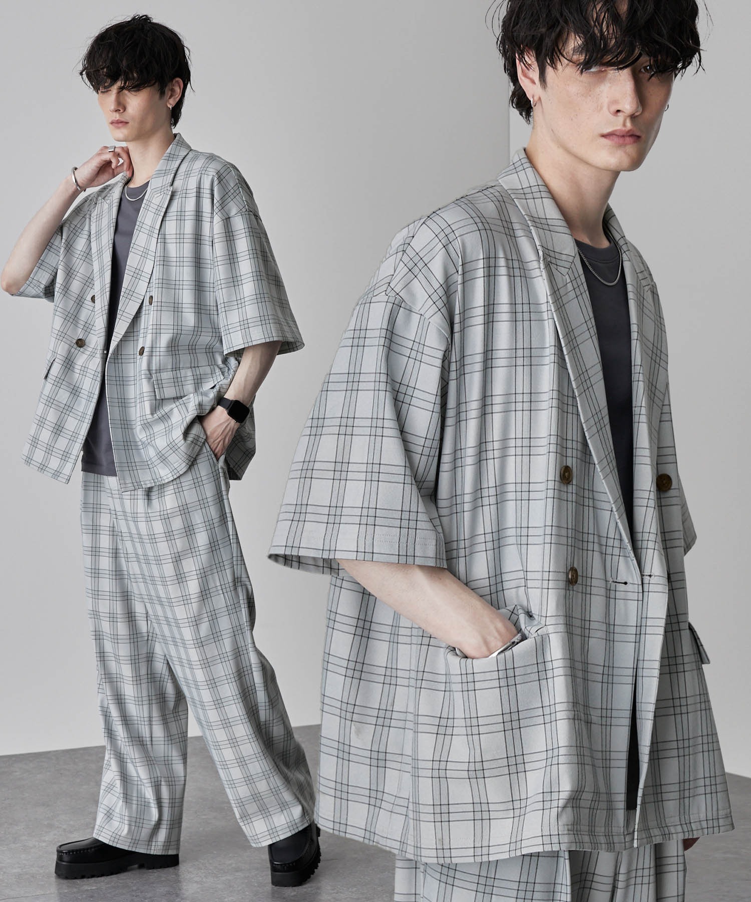 セットアップ】ドレープ オーバーサイズ ピークドラペルWテーラード