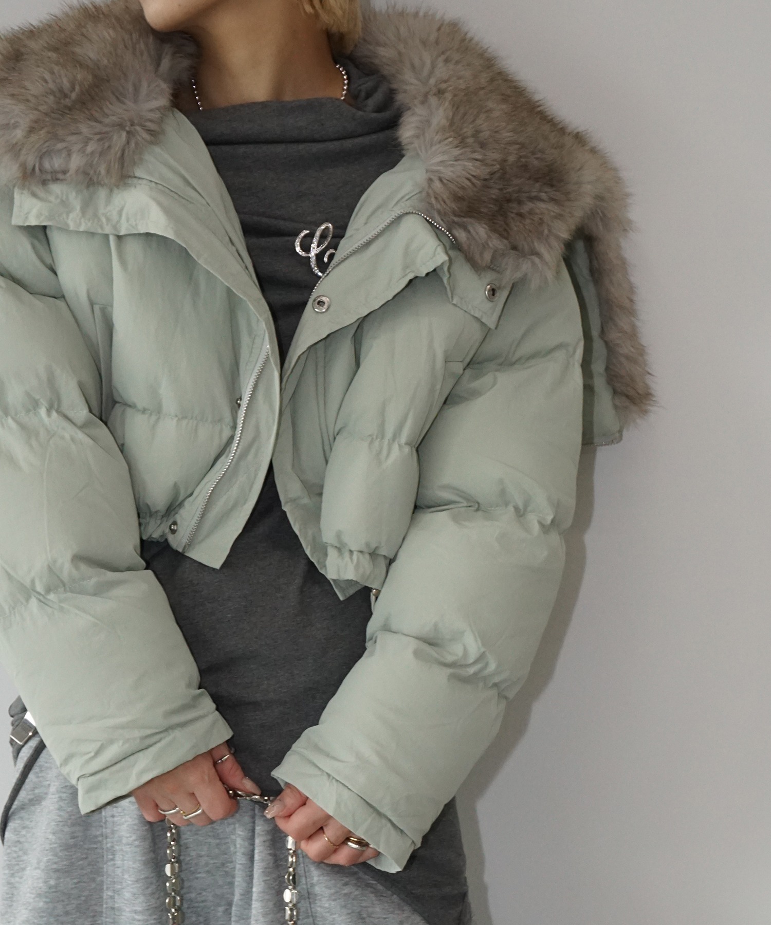 フード変形ファーカラー ショートダウン chw25a065-ファッション通販