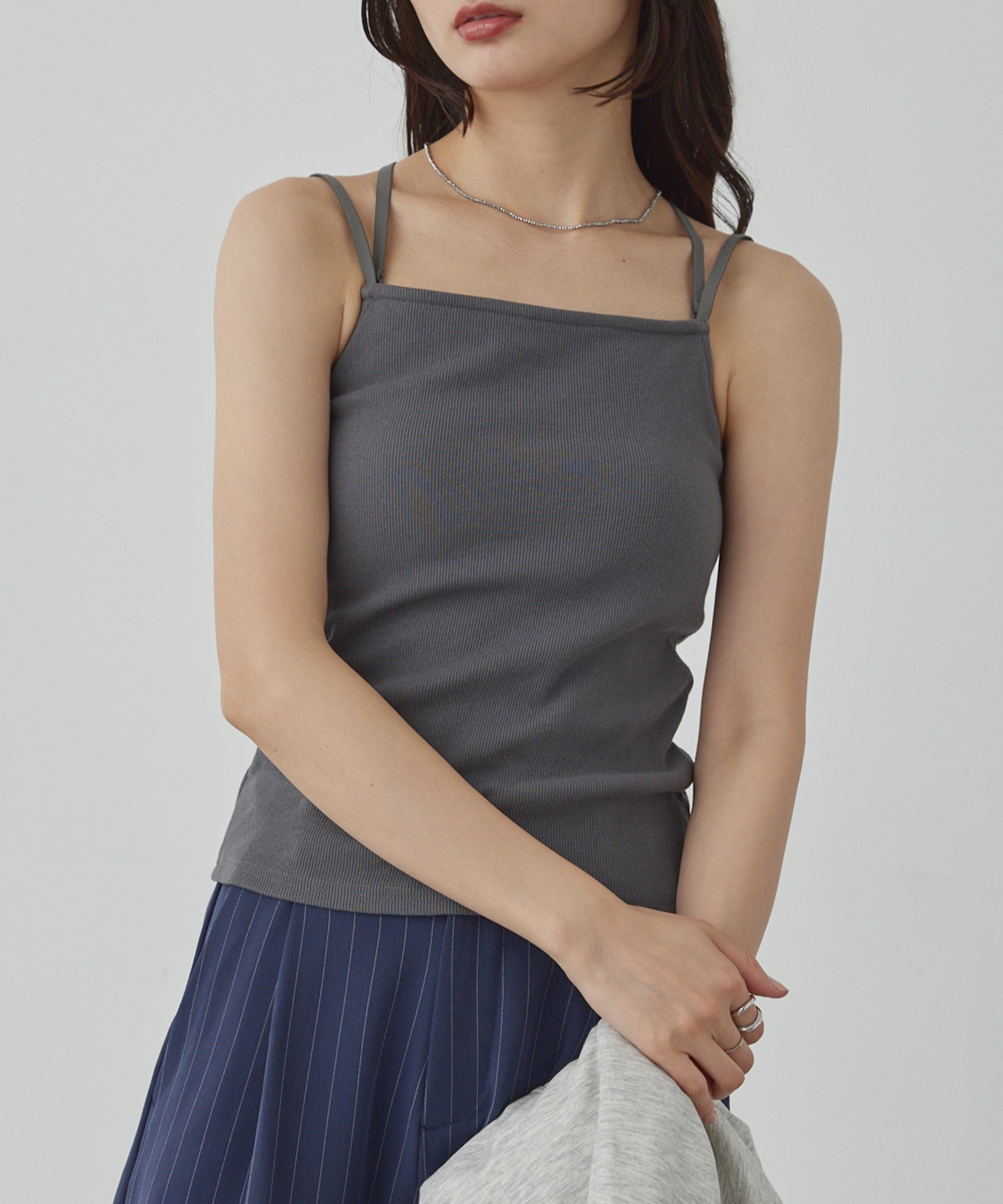 3WAYダブルクロスストラップリブカップ付きキャミソール MONO-MART