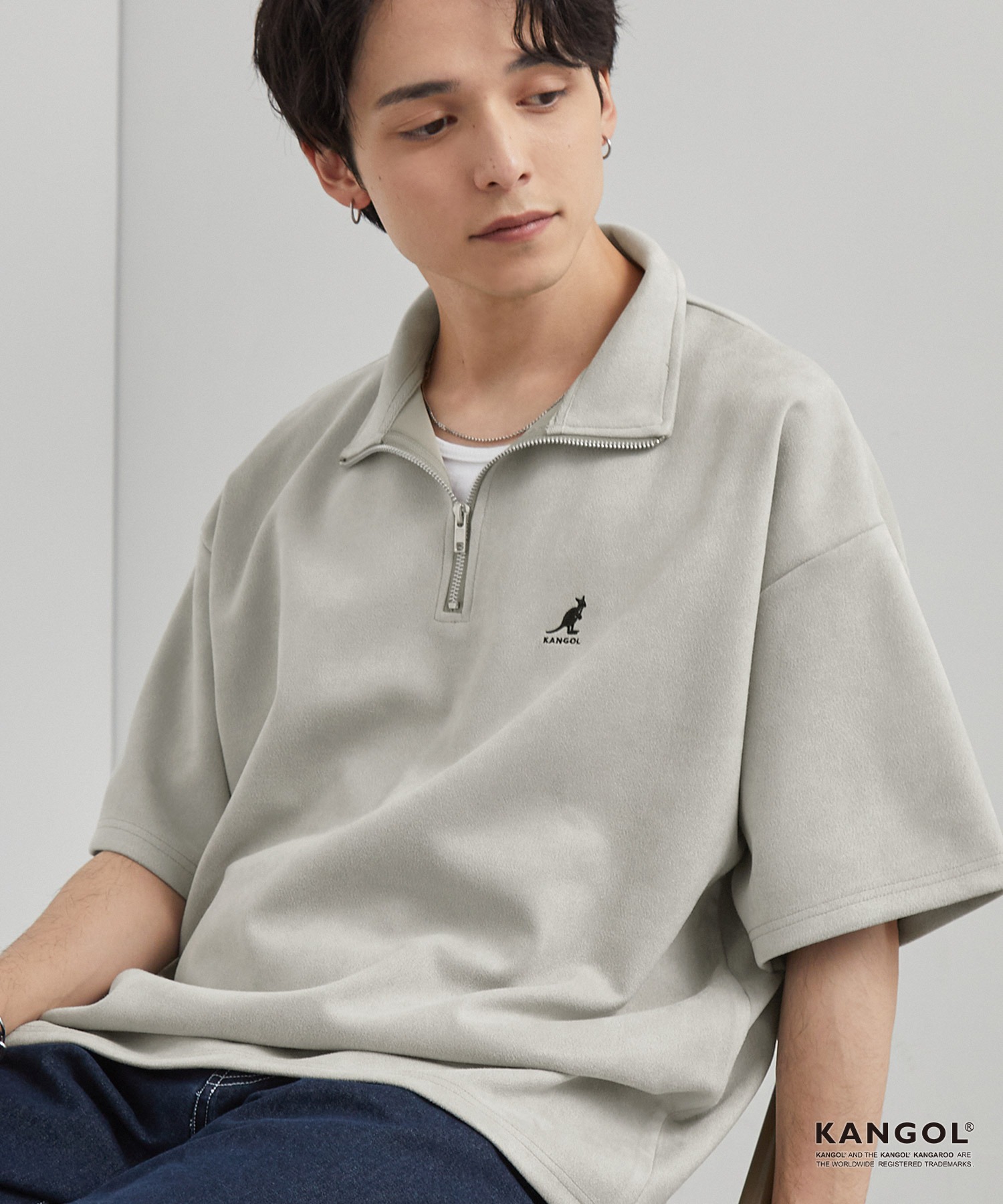 KANGOL/カンゴール 別注 ロゴ ワンポイント刺繍ブラッシュドハーフ