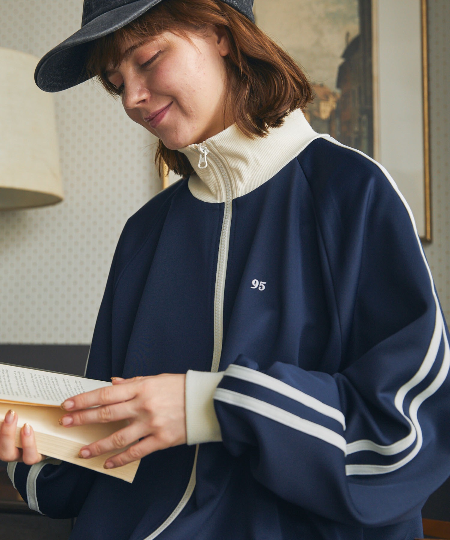 ワンポイントナンバリング刺繍ライントラックジャケット MONO-MART