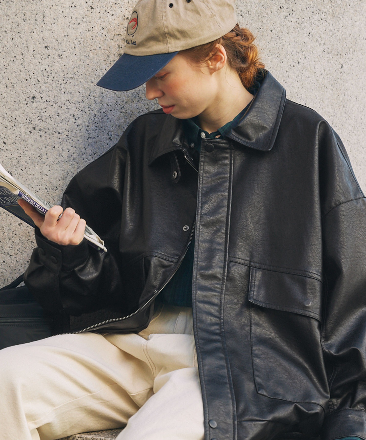 比翼デザインヴィンテージライク オーバーサイズブルゾン MONO-MART