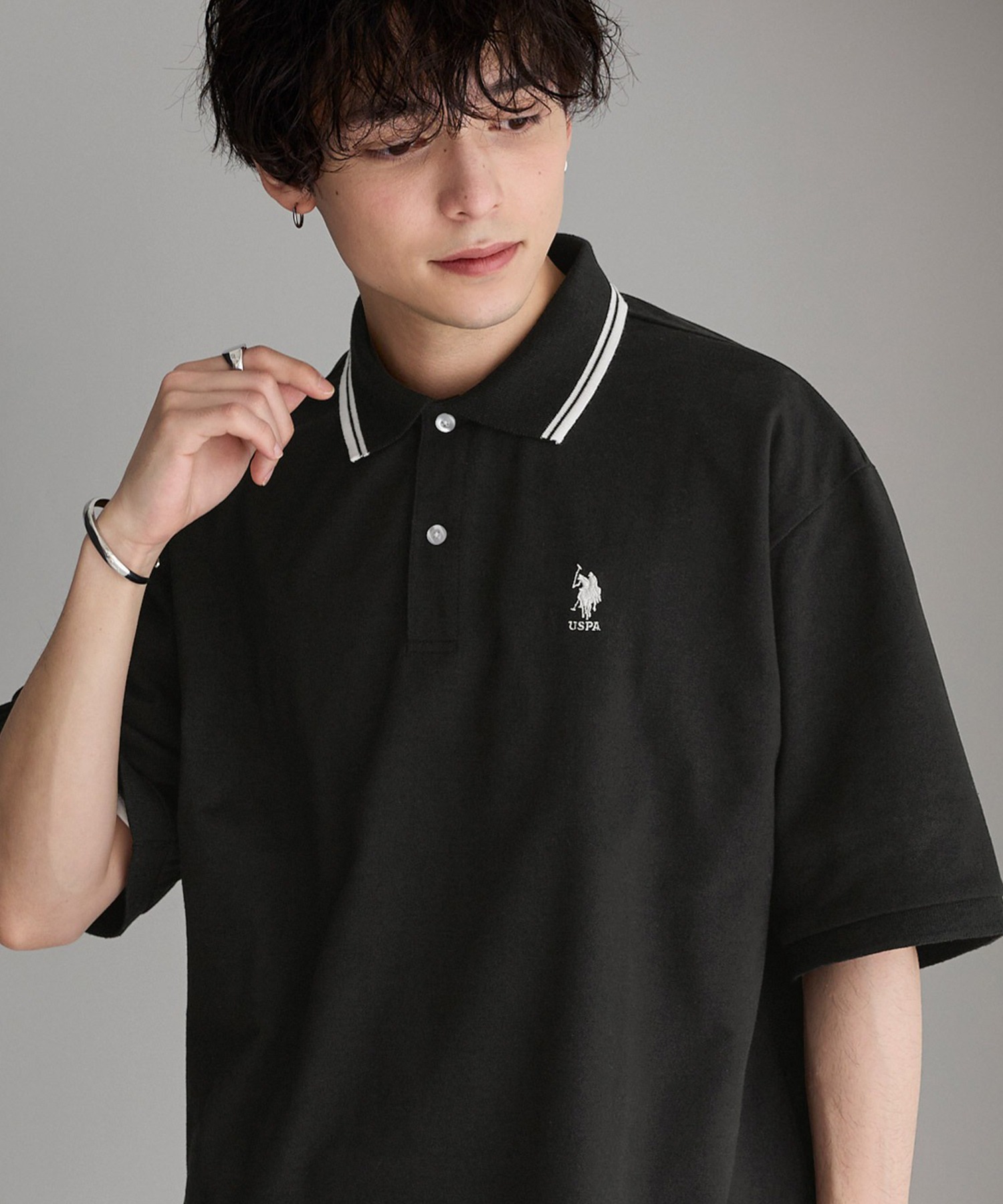 U.S. POLO ASSN 別注 ワンポイント刺繍 鹿の子ルーズポロシャツ MONO