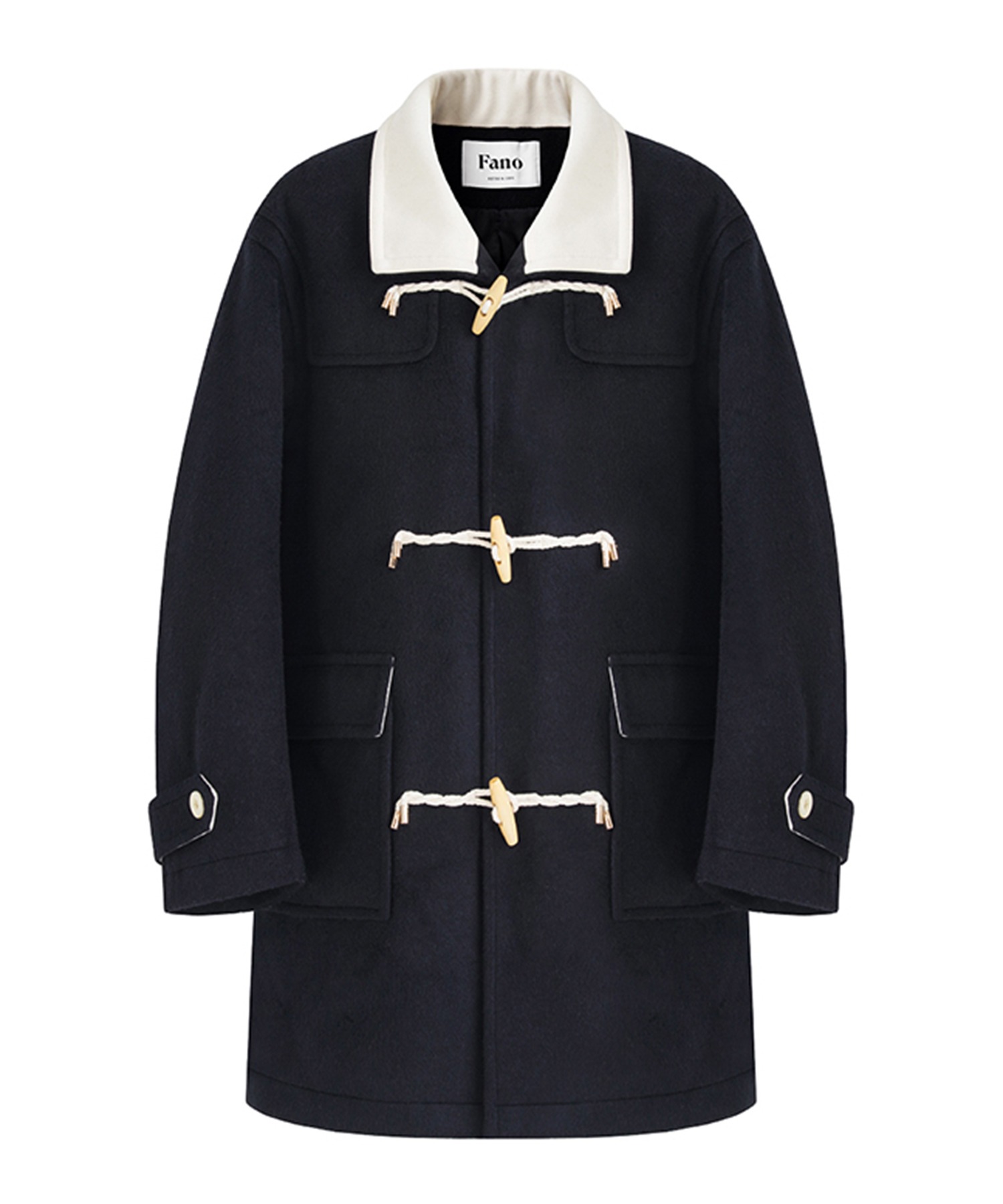 ウール混 ハーフハイカラー ミドルダッフルコート FD24W377【Fano