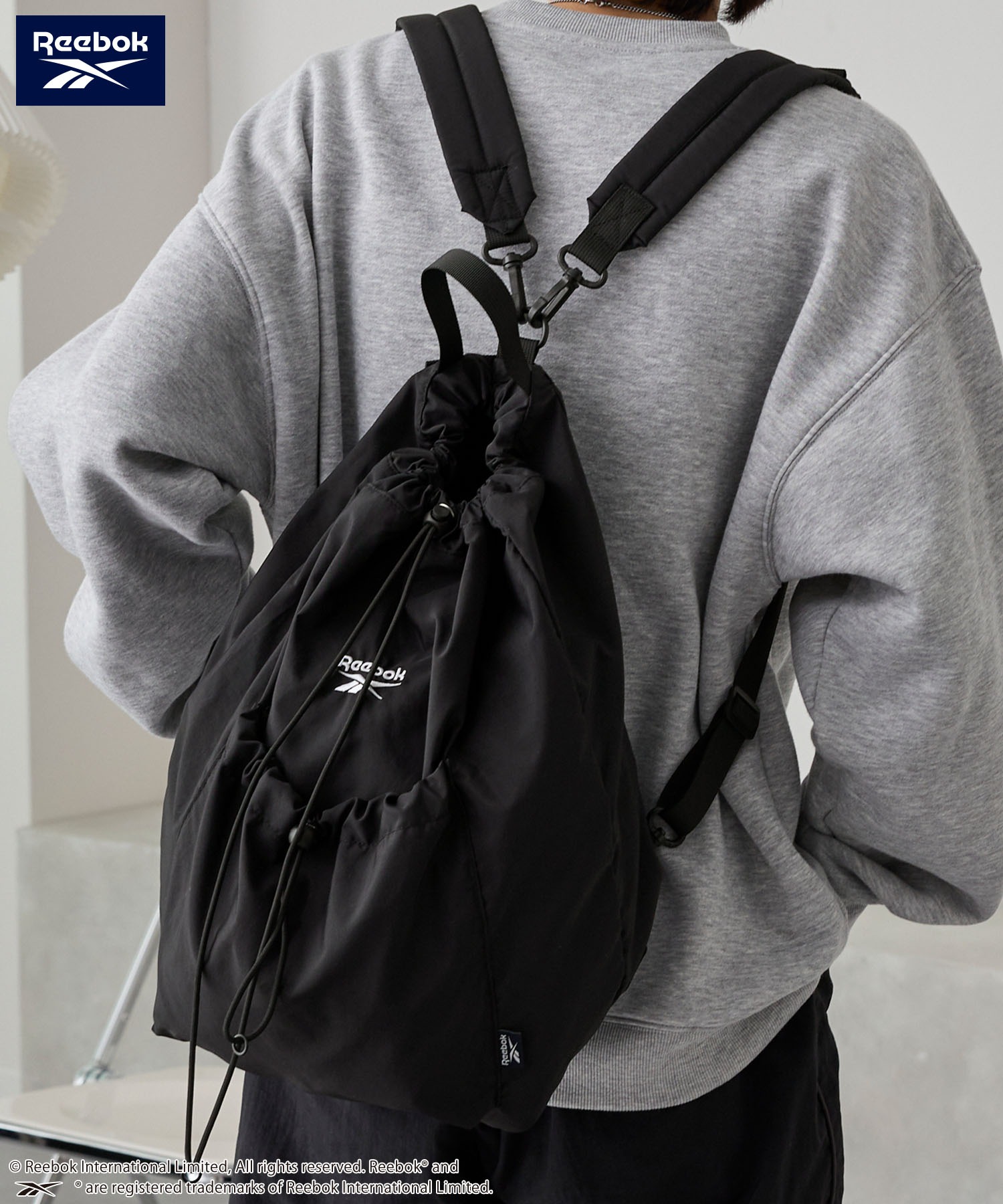 Reebok/リーボック 別注 ロゴ刺繍 2WAYナイロンドローコードワン