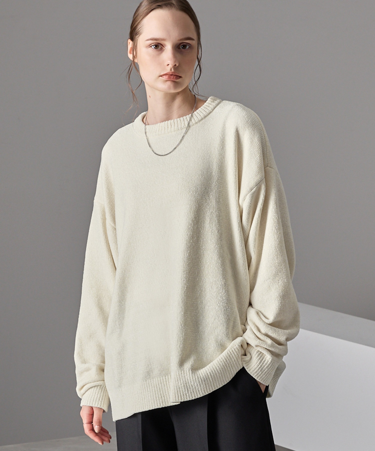 ソフトモールヤーン オーバーサイズクルーネックニット MONO-MART