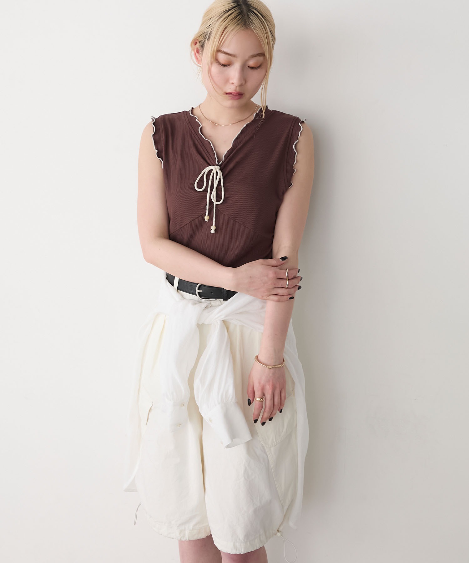 forksy.】メロウフリル リブタンクトップ forksy.│MONO-MART