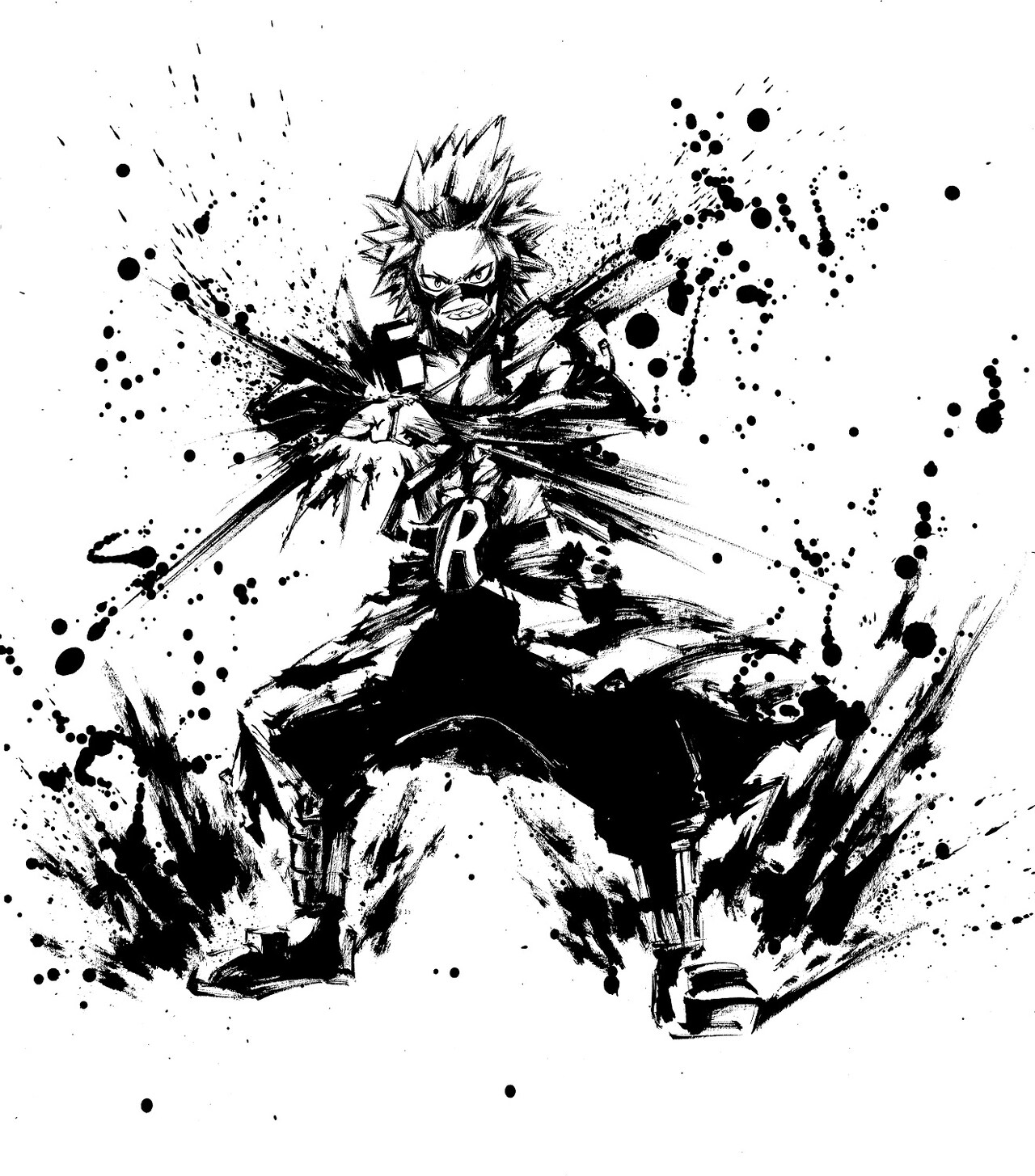 僕のヒーローアカデミア」の水墨画アート（切島）。 [画像ギャラリー 6