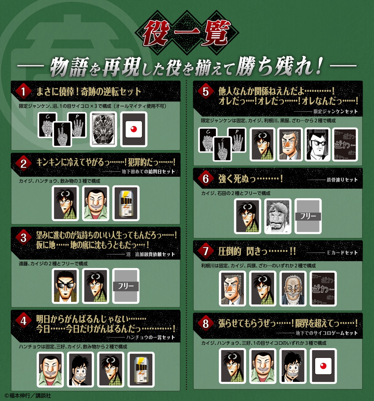 大人ドンジャラ『逆転闘牌カイジ』」の役一覧。 [画像ギャラリー 3/7