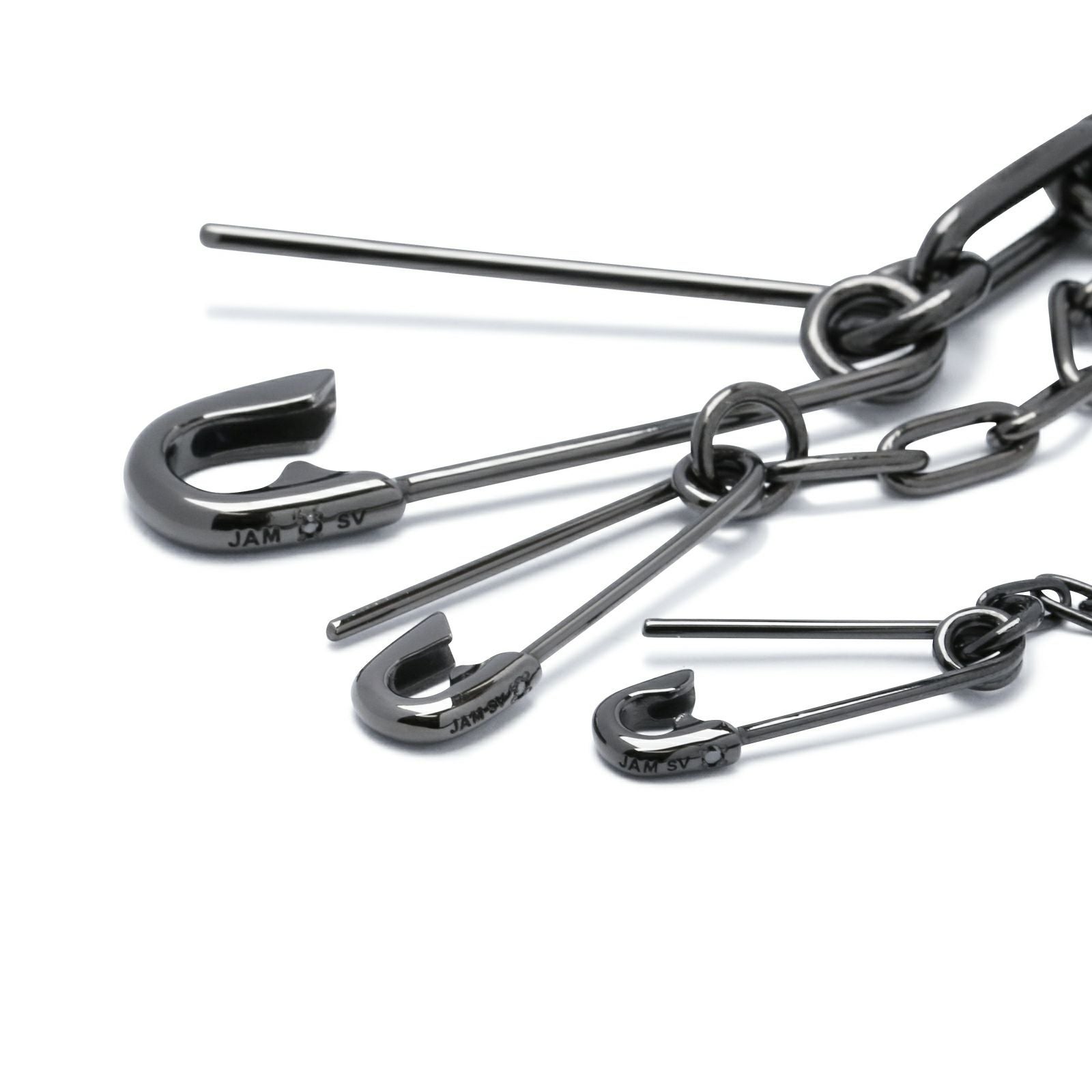 J-BR012-BK)安全ピン長アズキチェーンダイヤモンドブレスレットM