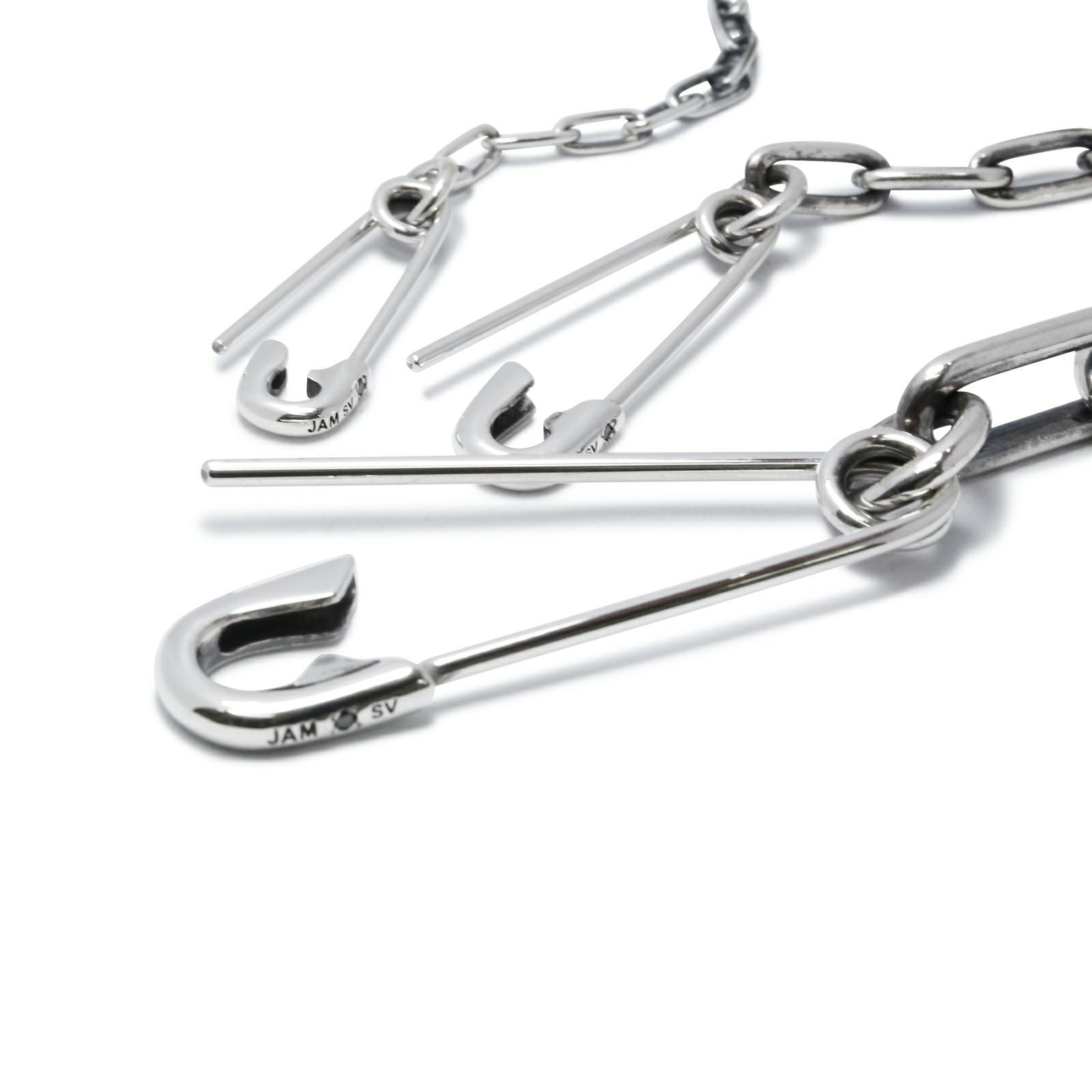 J-BR012-SV)安全ピン長アズキチェーンダイヤモンドブレスレットM