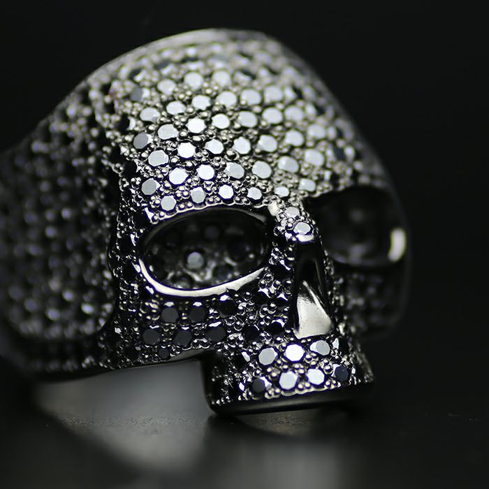 JNS986-BK)スカルリングパヴェ-ブラック/指輪｜アクセサリー通販の