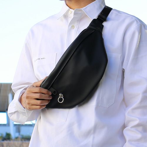 JNS1032)エシカルレザー シンプル ミニ ウエストポーチ ボディバッグ