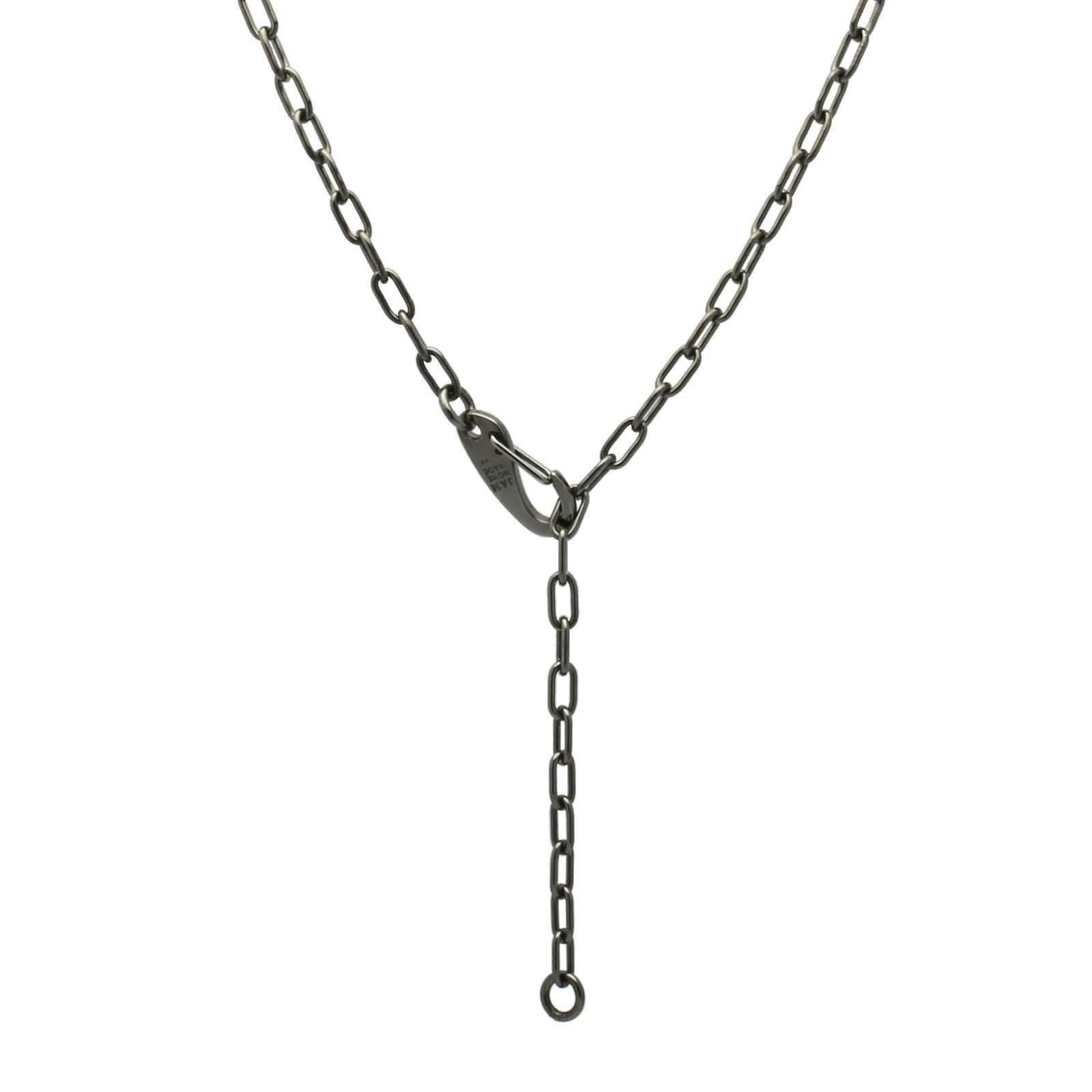 JNS414-SV)マガタマシンプルチェーンネックレス&ブレスレット-シルバー