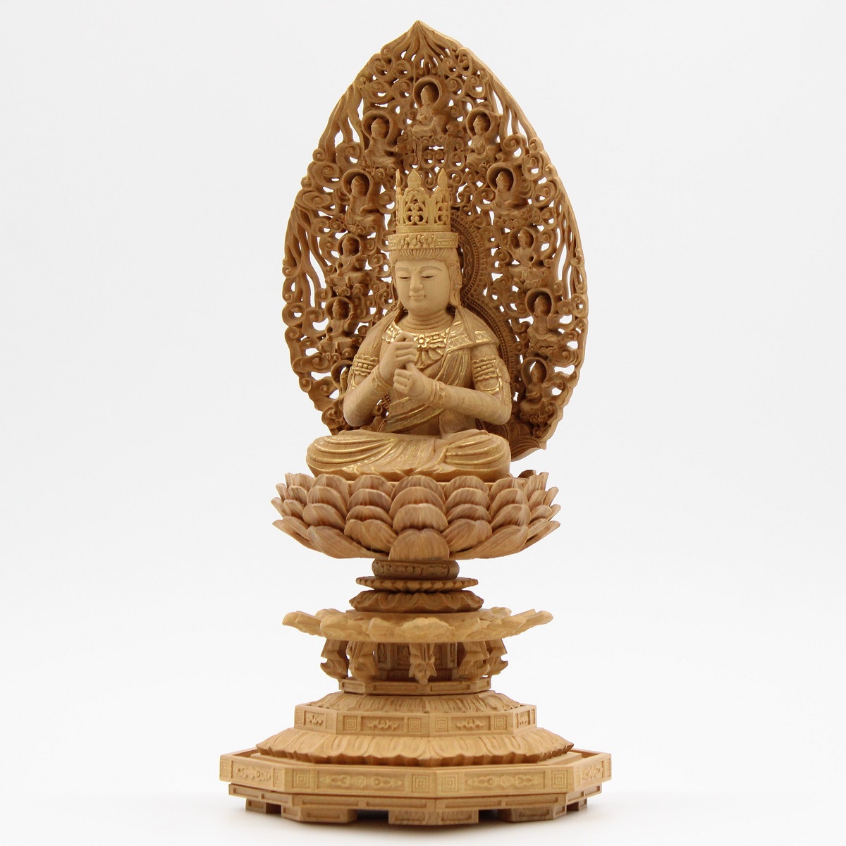 仏像 真言宗 大日如来 楠製 雲流飛天光背 八角台座 | 仏壇大はし 奈良