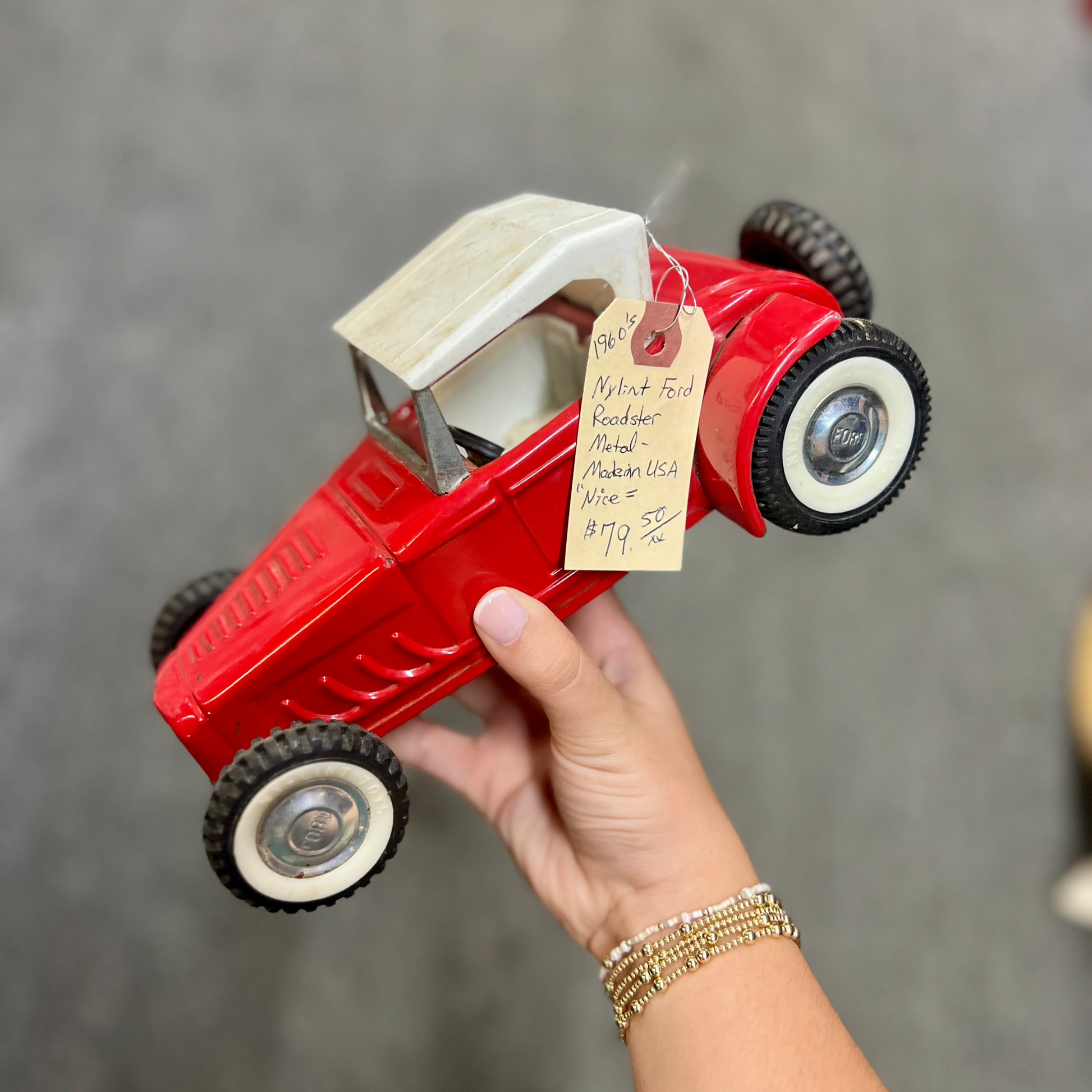 Vintage 1960's Nylint Ford Red Hot Rod Roadster Coupe Made in USA