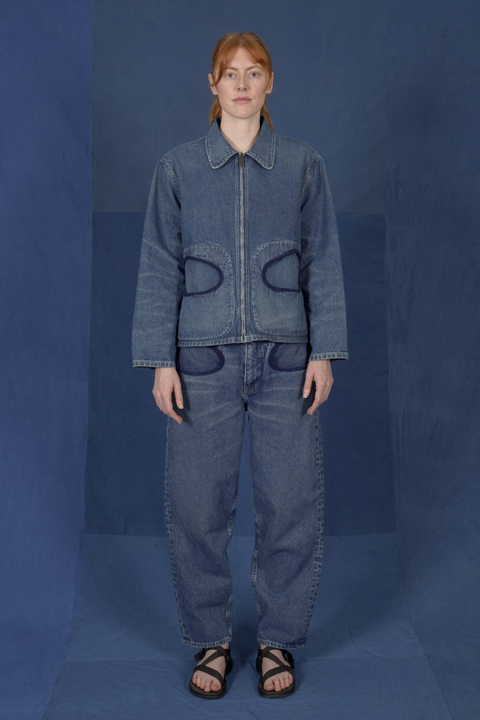 LM x OB Stone Pocket Zip Jacket - Stonewash Denim – Olderbrother