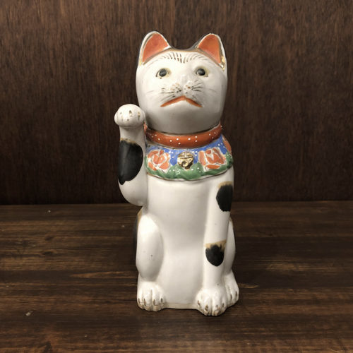 招き猫 古瀬戸 約21cm 当時物 骨董品 ジャパン アンティーク