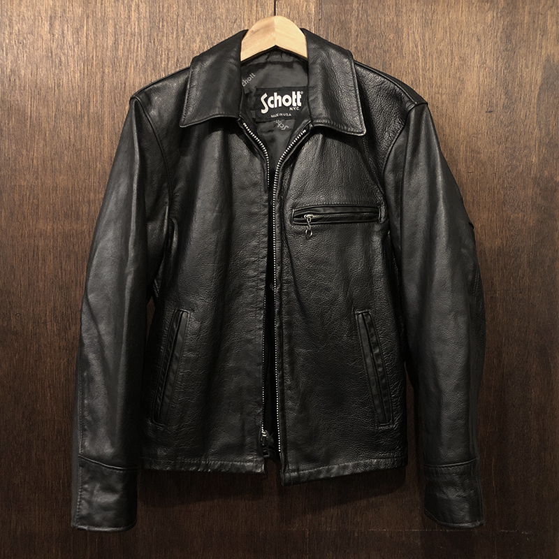 Schott 659 Sports Type Single Leather Jacket Black Old Rare Model