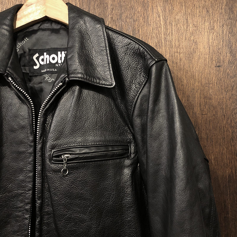 Schott 659 Sports Type Single Leather Jacket Black Old Rare Model