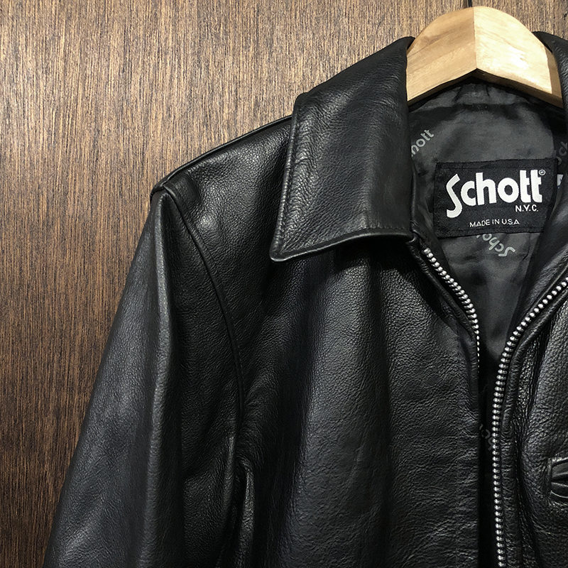 Schott 659 Sports Type Single Leather Jacket Black Old Rare Model