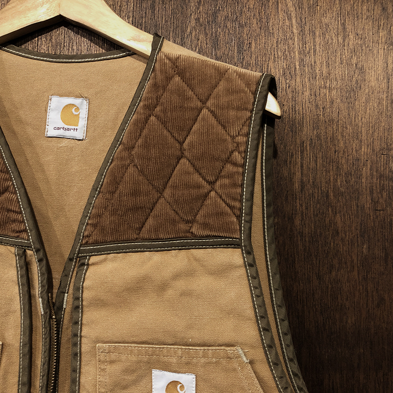 Carhartt Duck Canvas Hunting Vest Cords Gun Patch Zip Removable