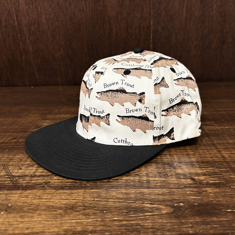 Old Fishing Trout Pattern 6 Panel Sports Fishing Cap Free Size