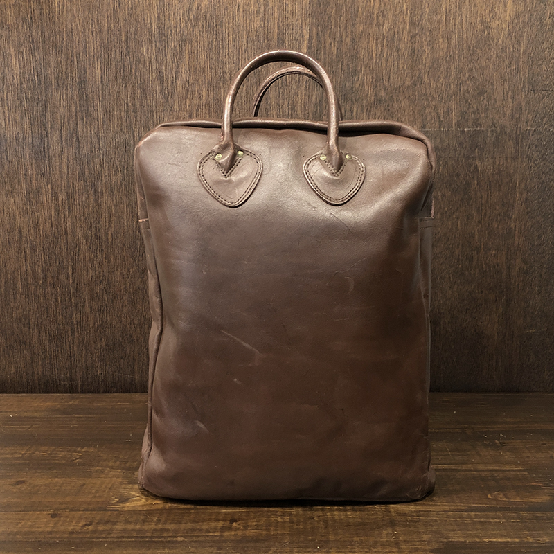 L.L. Bean Brown Leather Talon Zip Top Cursive Tag Tote Bag